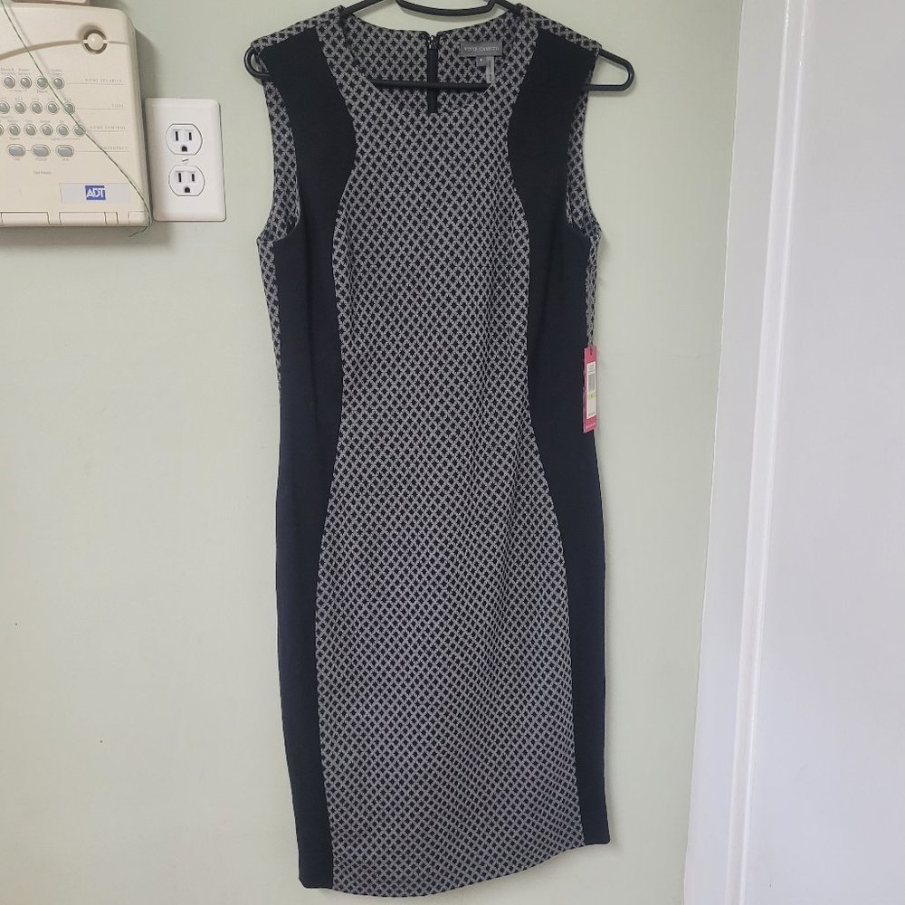 Vince Camuto size 4 gray and black flattering Sheath dress Sleeveless NWT
